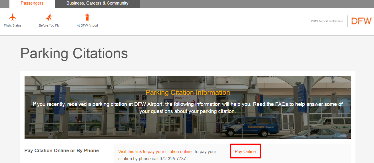DFW Airport Citation Online Payment