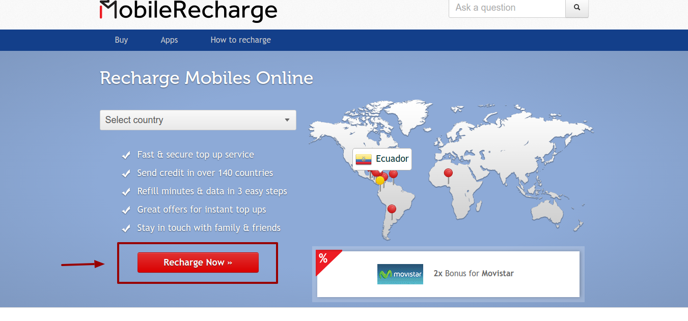 Recharge mobiles Register now