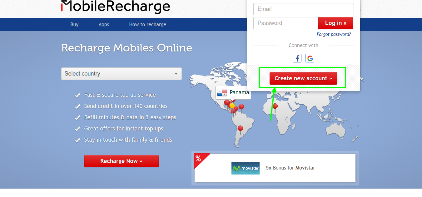 mobile recharge create account