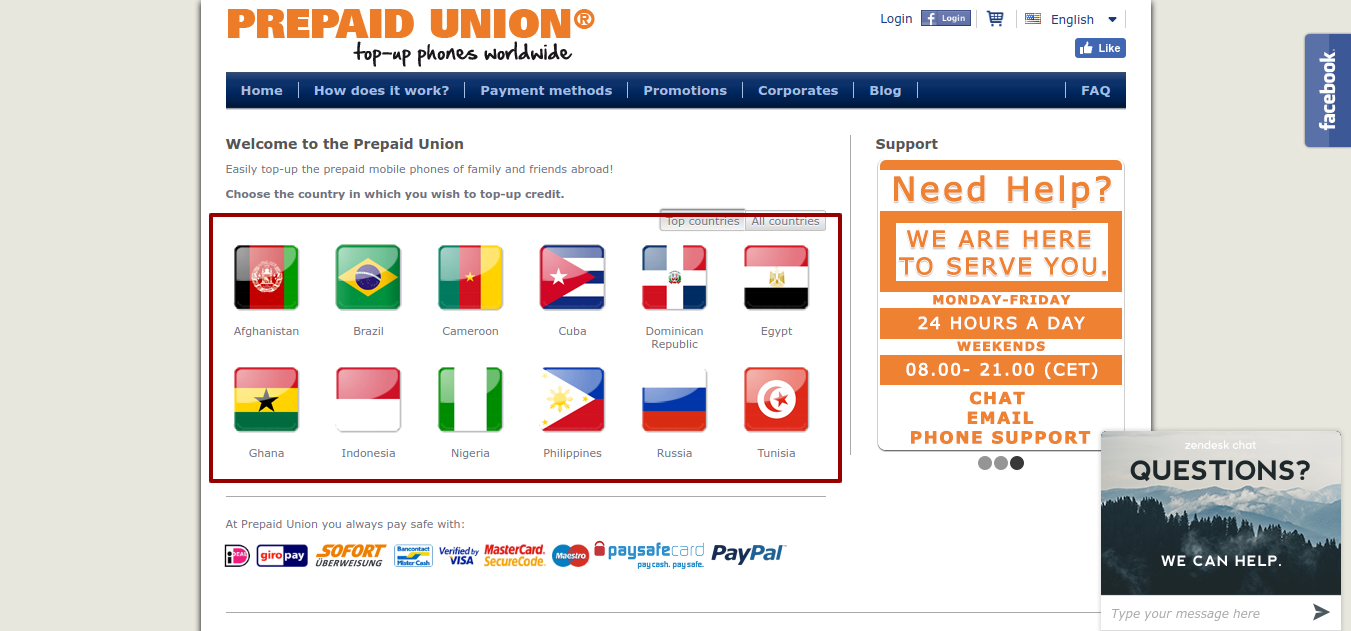 send top-up Prepaid Union