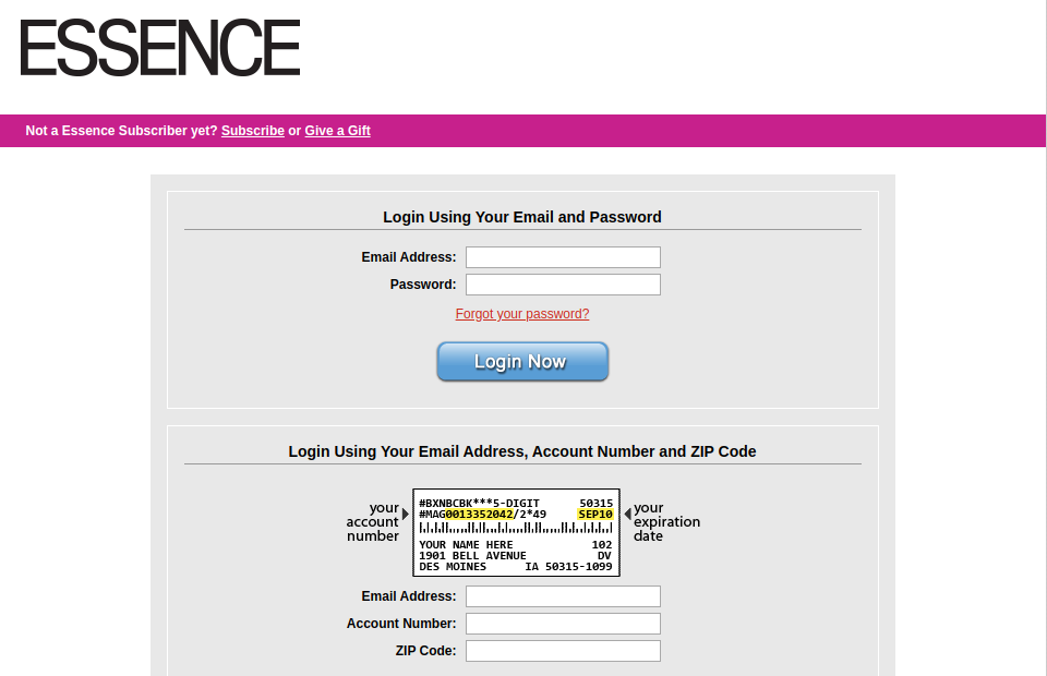 Essence Customer Service Login