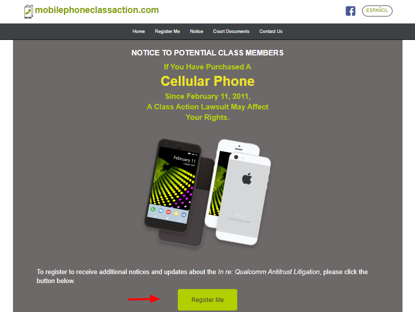 Mobile Phone Class Action Register