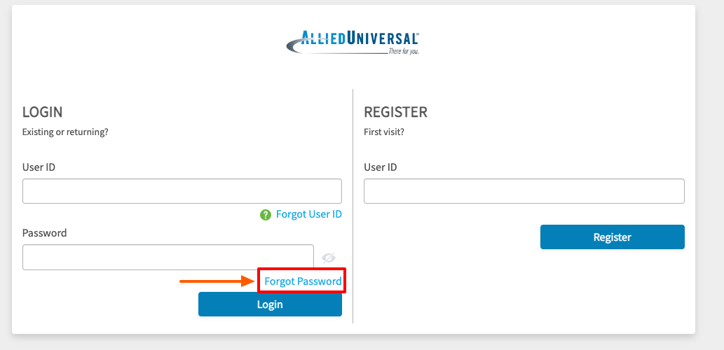 allied universal ehub forgot password page