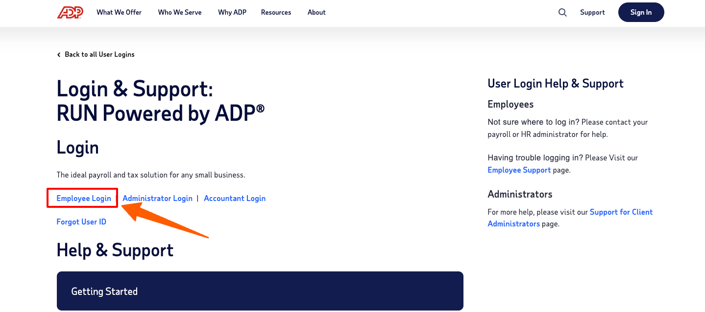 ADP RUN Employee Login