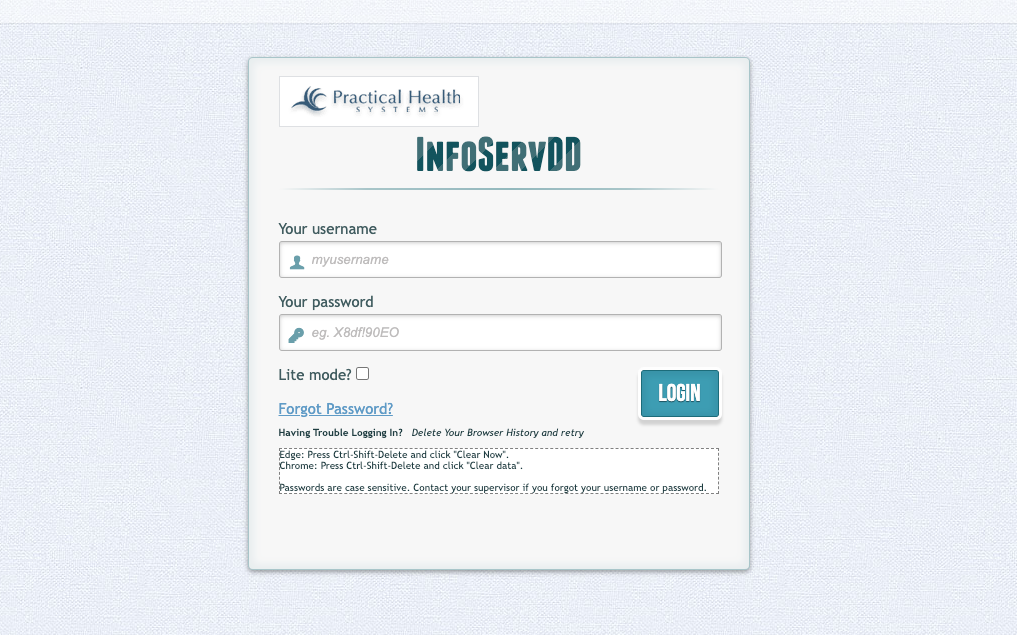 InfoServDD Login tips