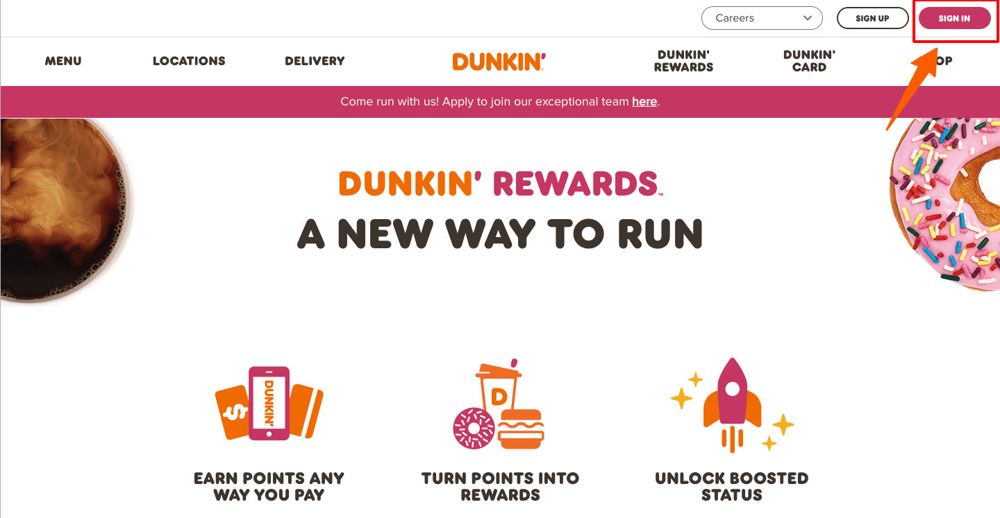 dunkin donuts login