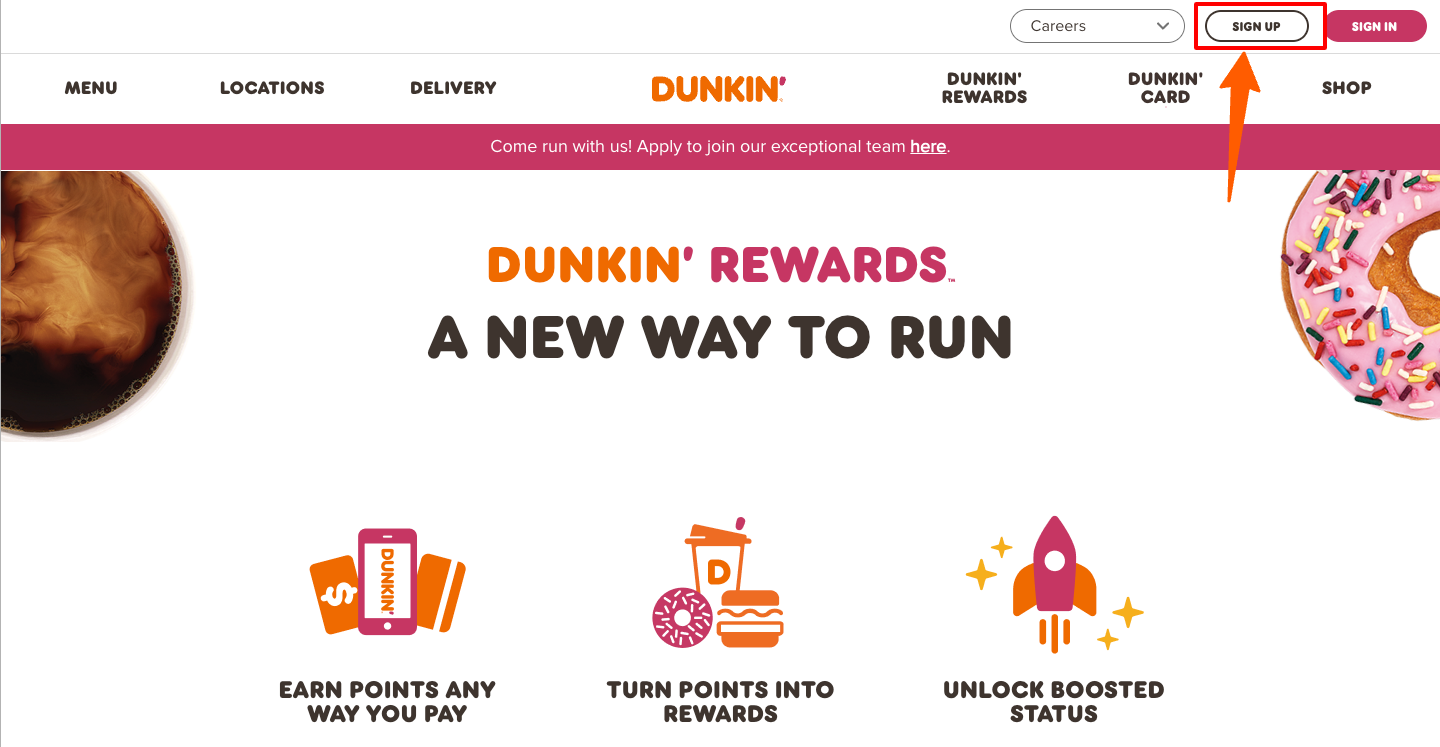 sign up for dunkin donuts login account